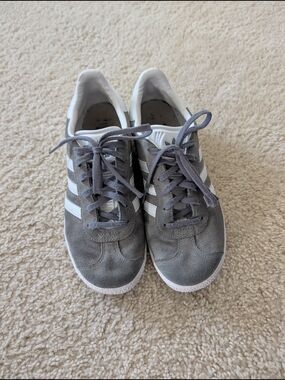 adidas Gray Suede Women's Sneakers with White Stripes